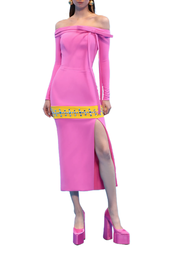 Off The Shoulder Crepe Dress
