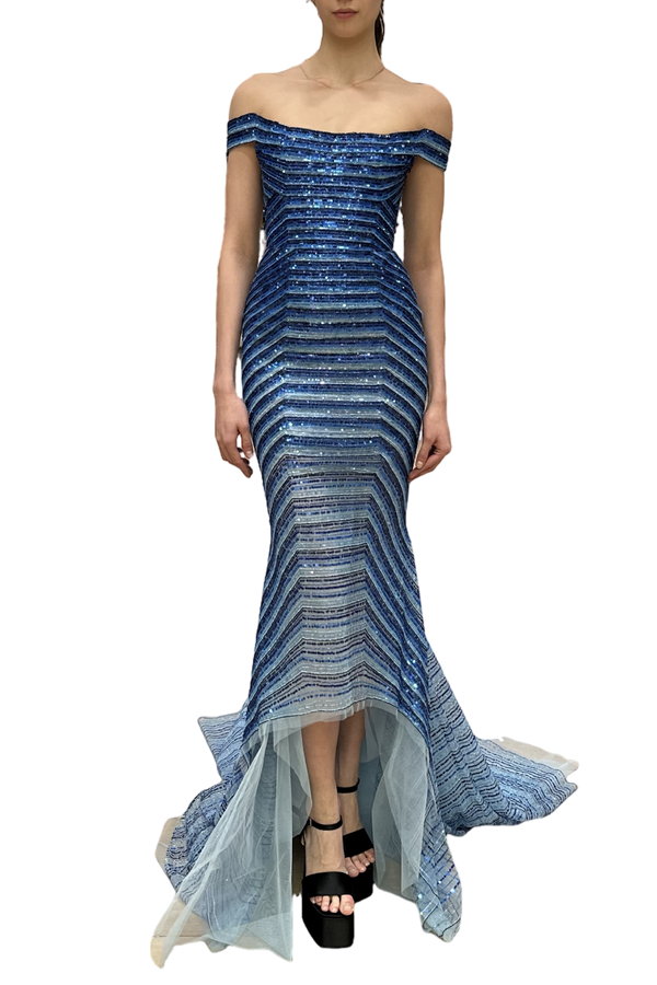 Beaded Tulle Mermaid Dress