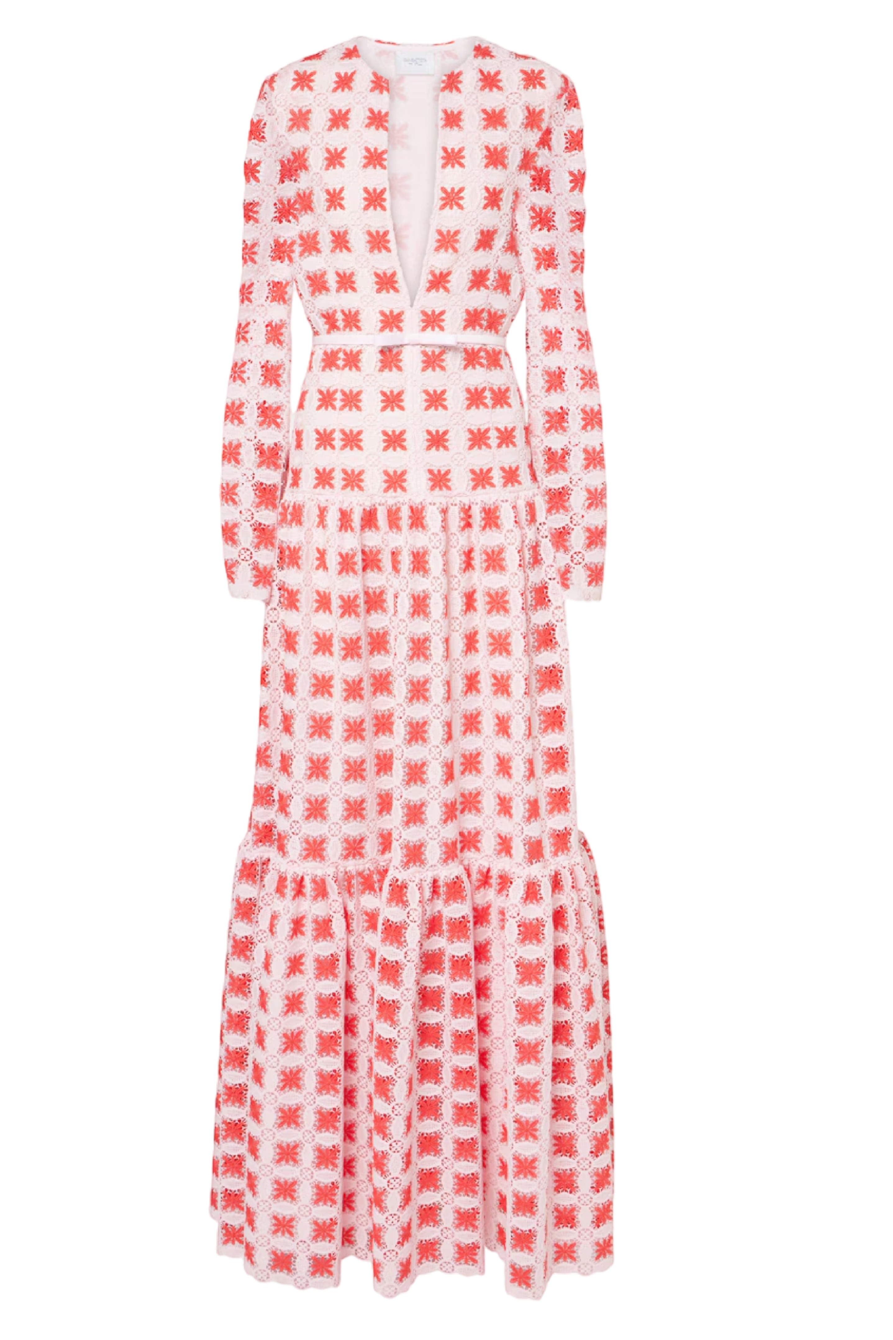 Belted Lace Maxi Dress