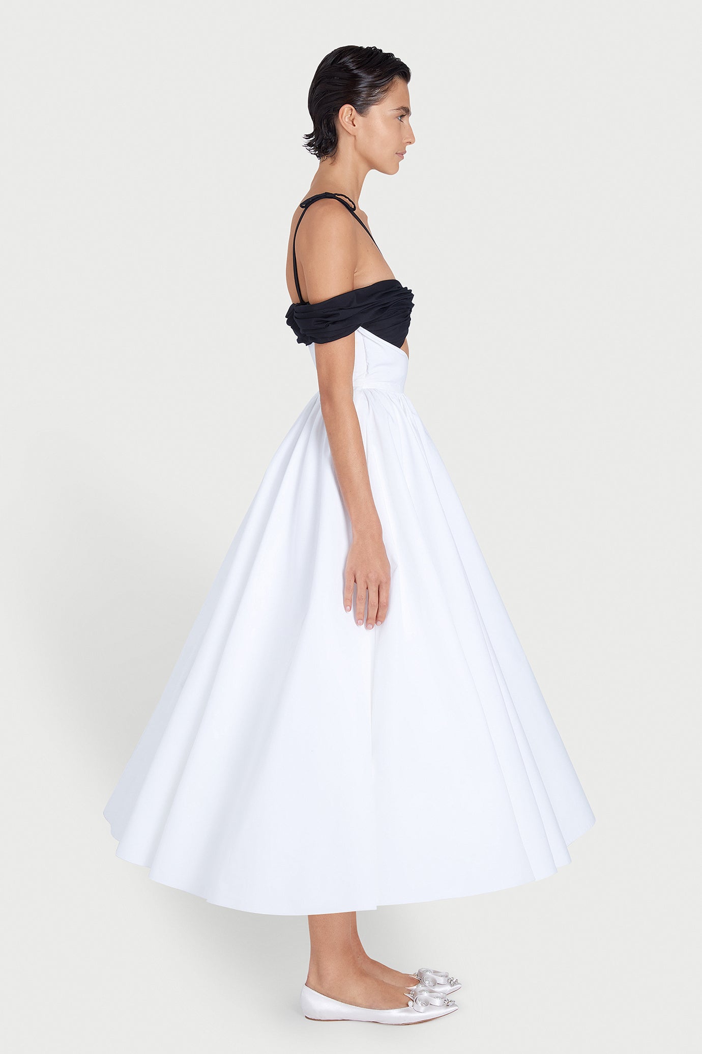 Maxi Ivory Popeline Dress and Black Top