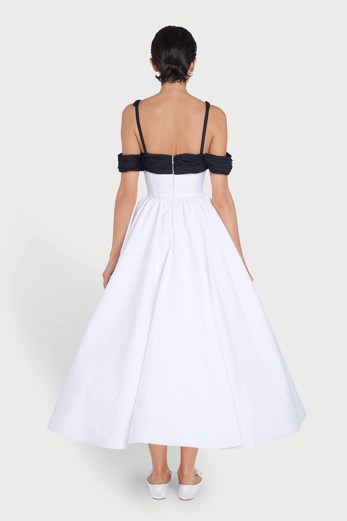 Maxi Ivory Popeline Dress and Black Top