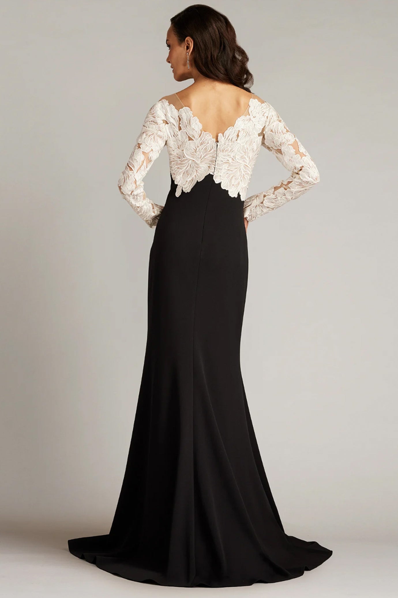 Golie Embroidered Bodice Illusion Gown