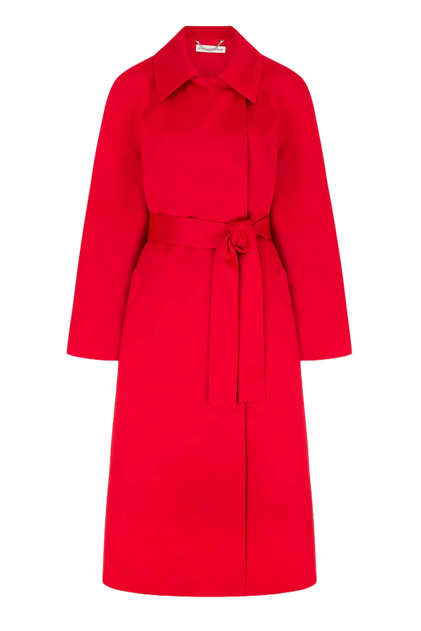 Hasina Coat in Bright Red Doppio Satin