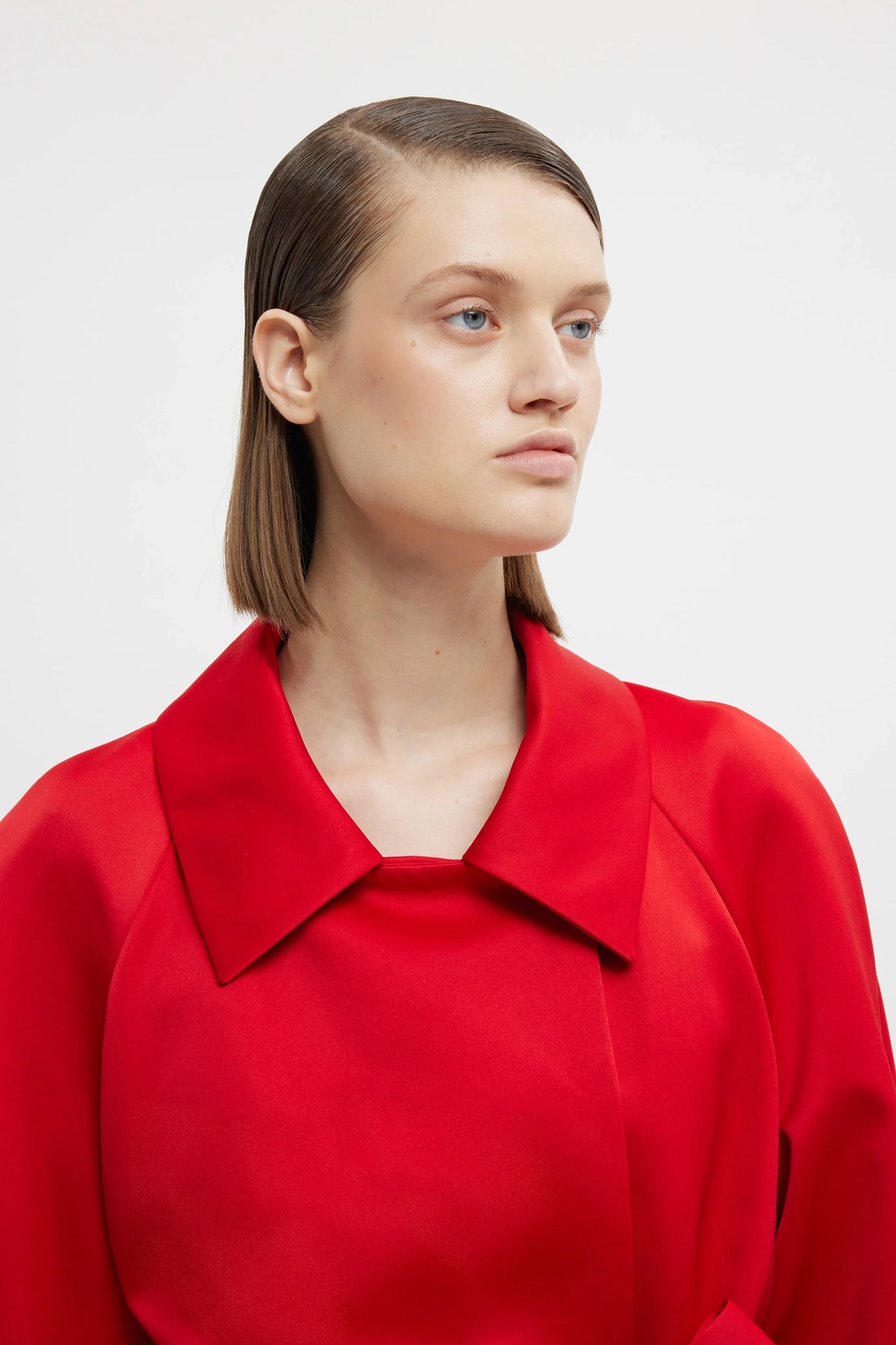 Hasina Coat in Bright Red Doppio Satin