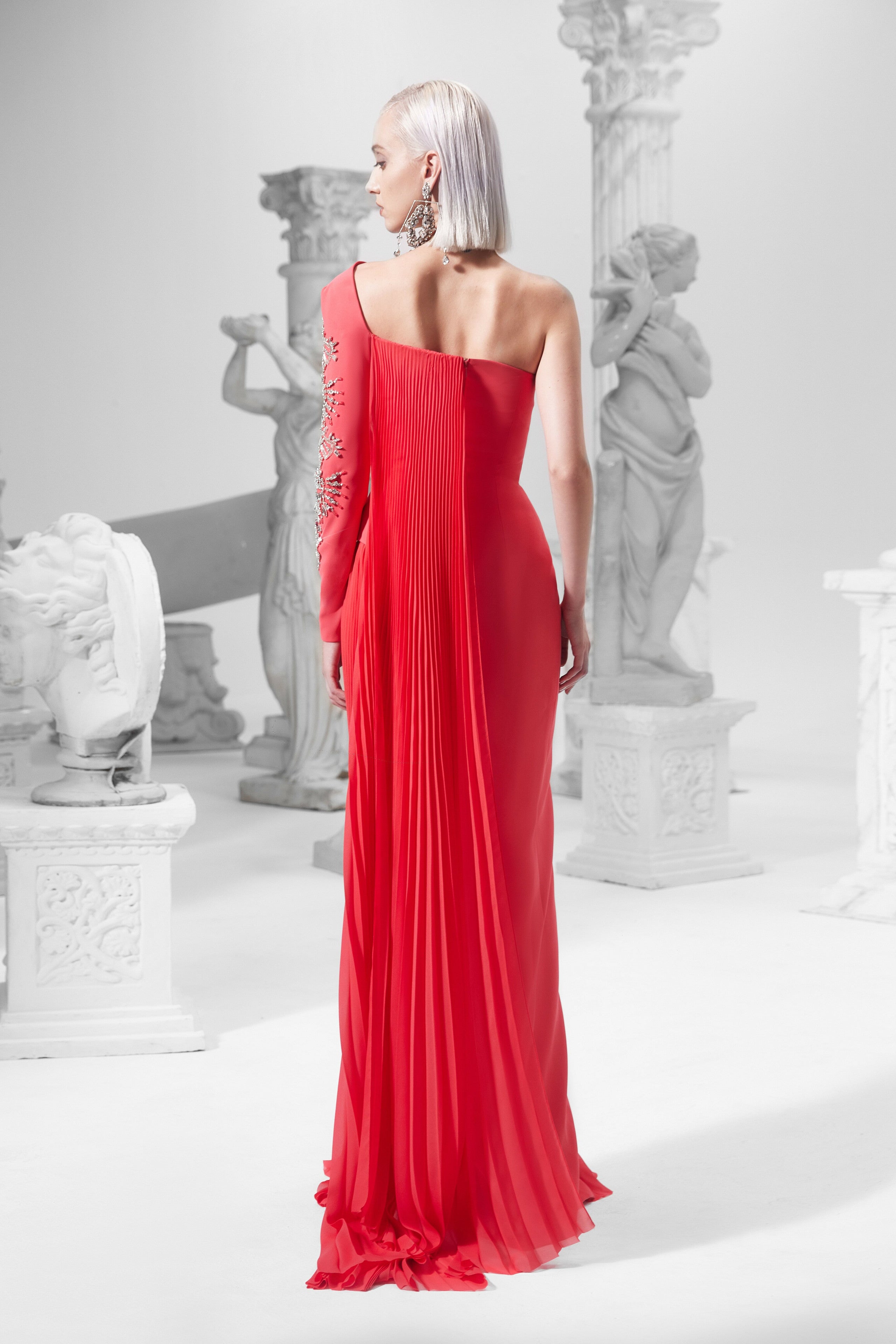 Embellished One Shoulder Gown
