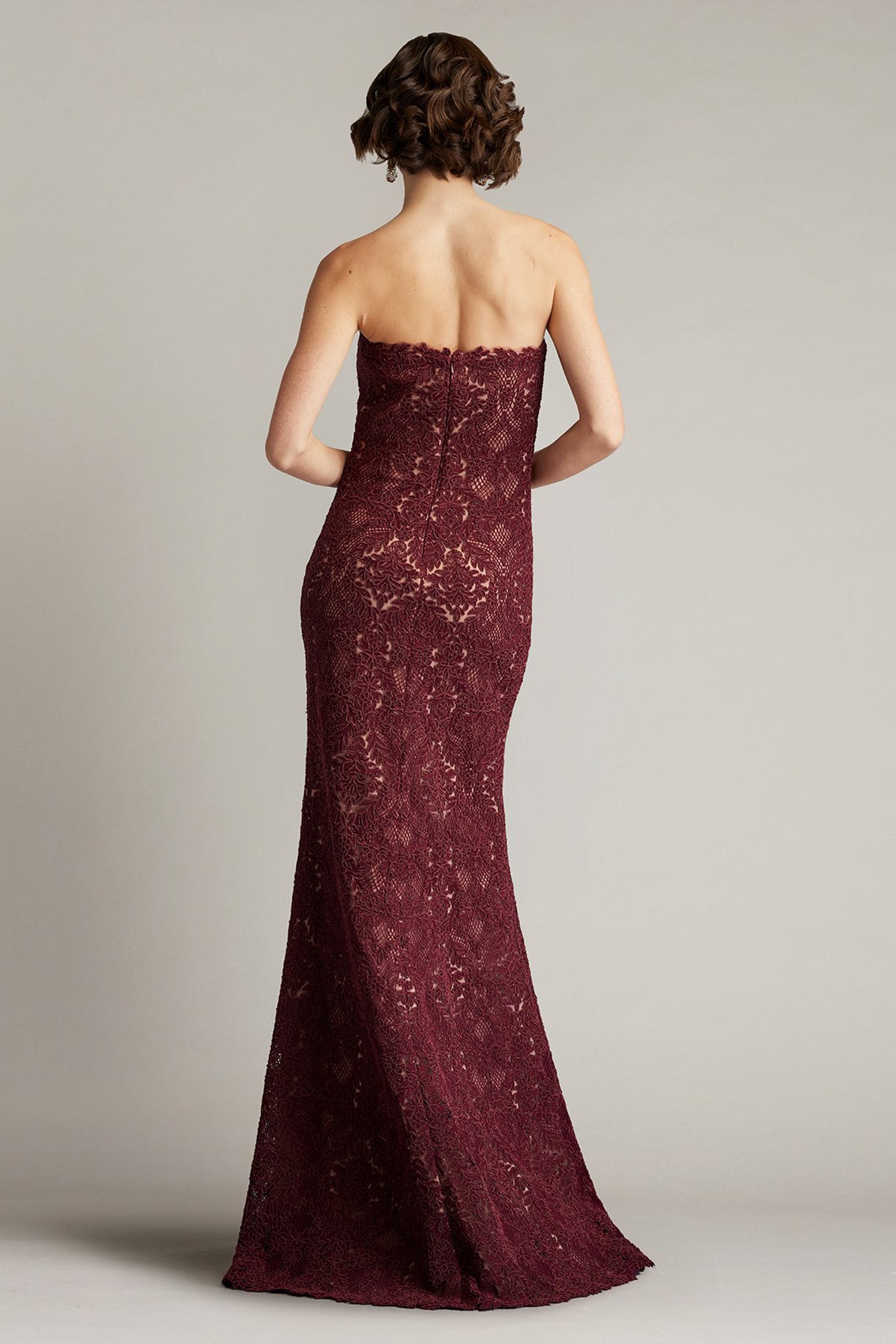 Kohli Strapless Lattice Embroidered Gown