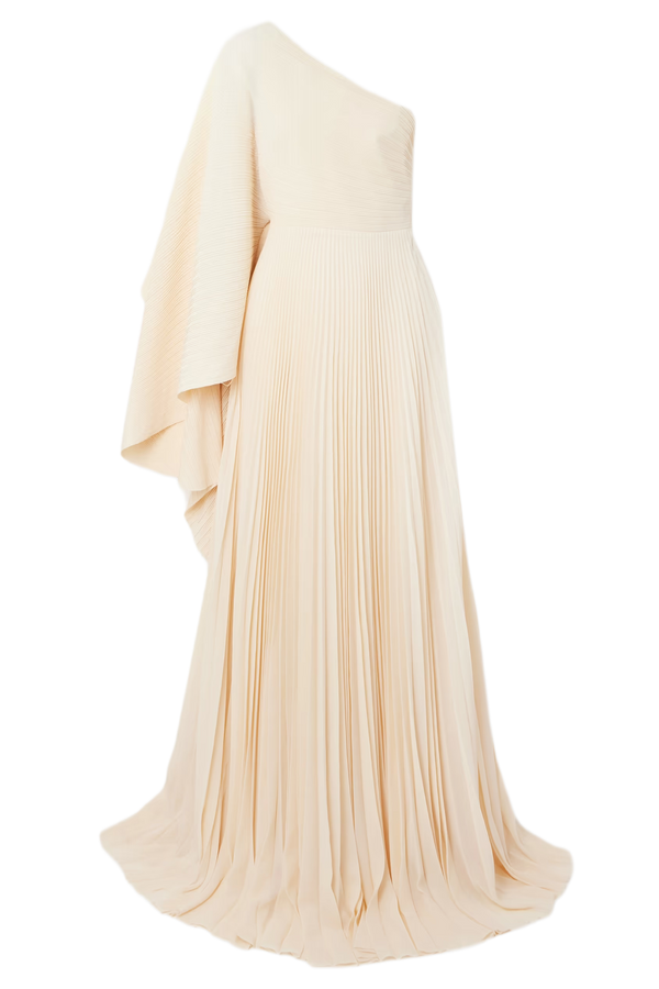 Maci One Shoulder Pleated Chiffon Gown