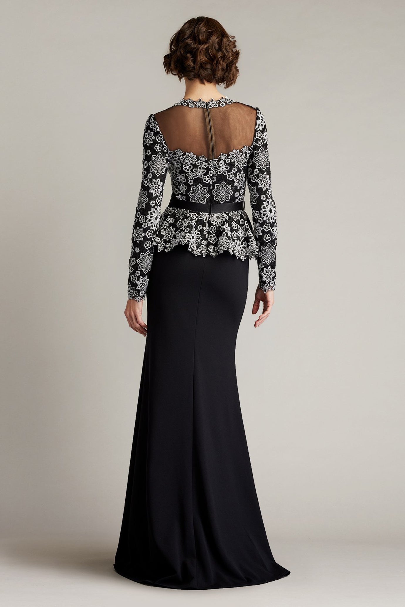 Lata Embroidered Belted Peplum Gown