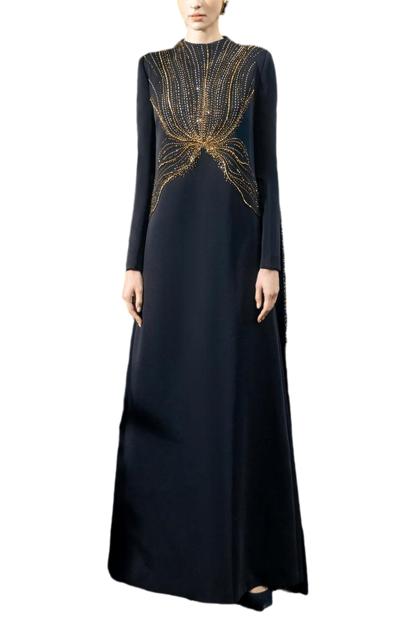Long Flap Crystal-Embellished Dress