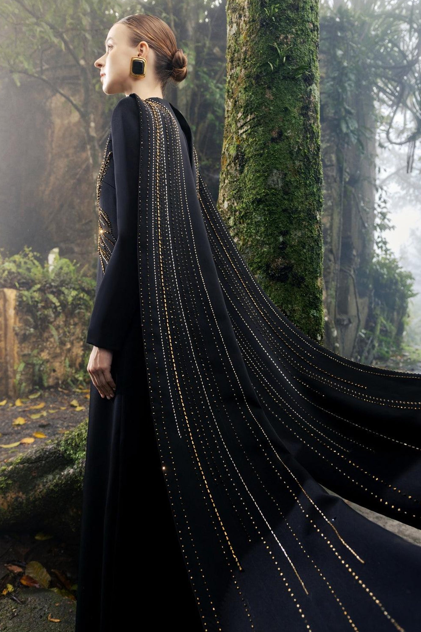 Long Flap Crystal-Embellished Dress