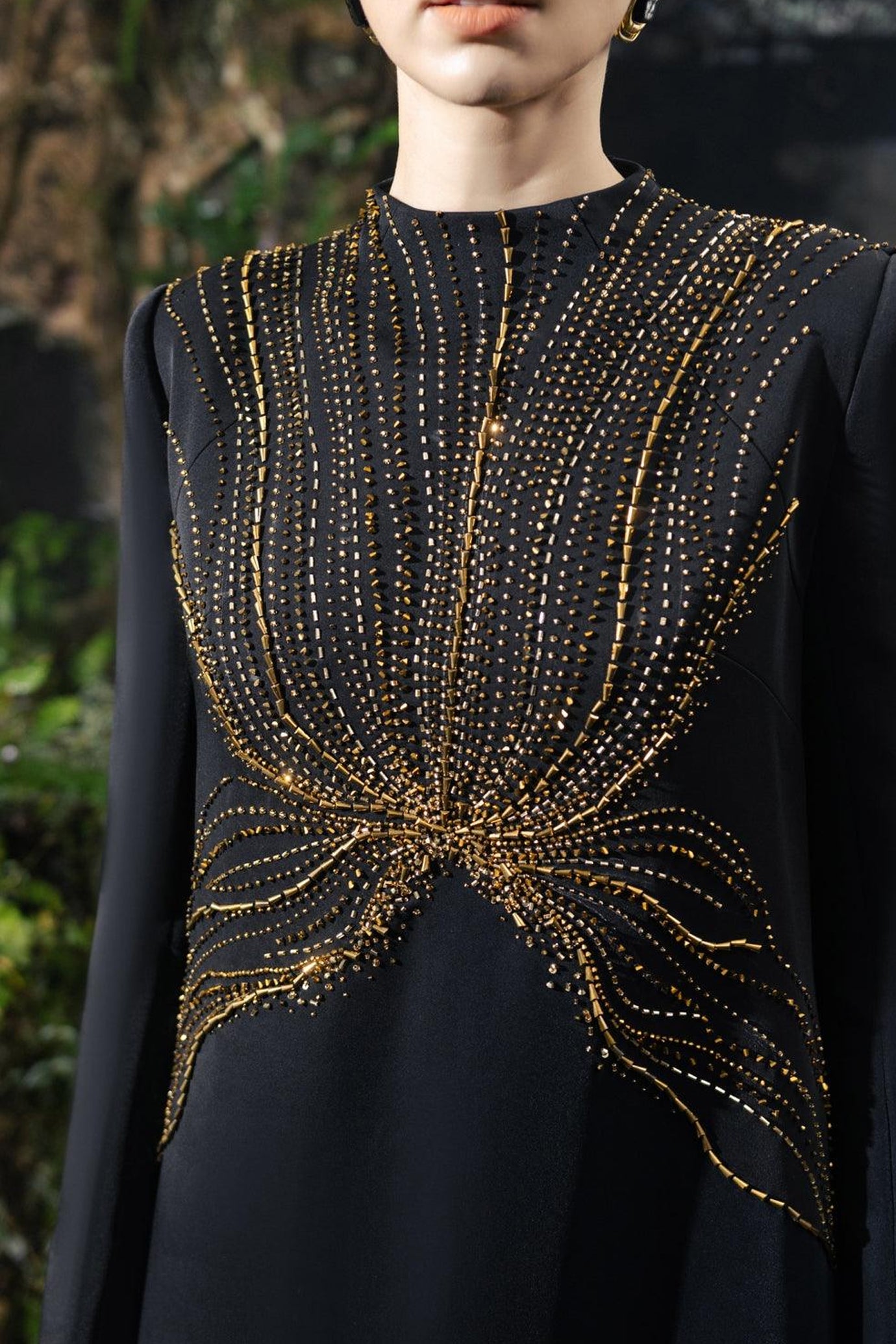 Long Flap Crystal-Embellished Dress