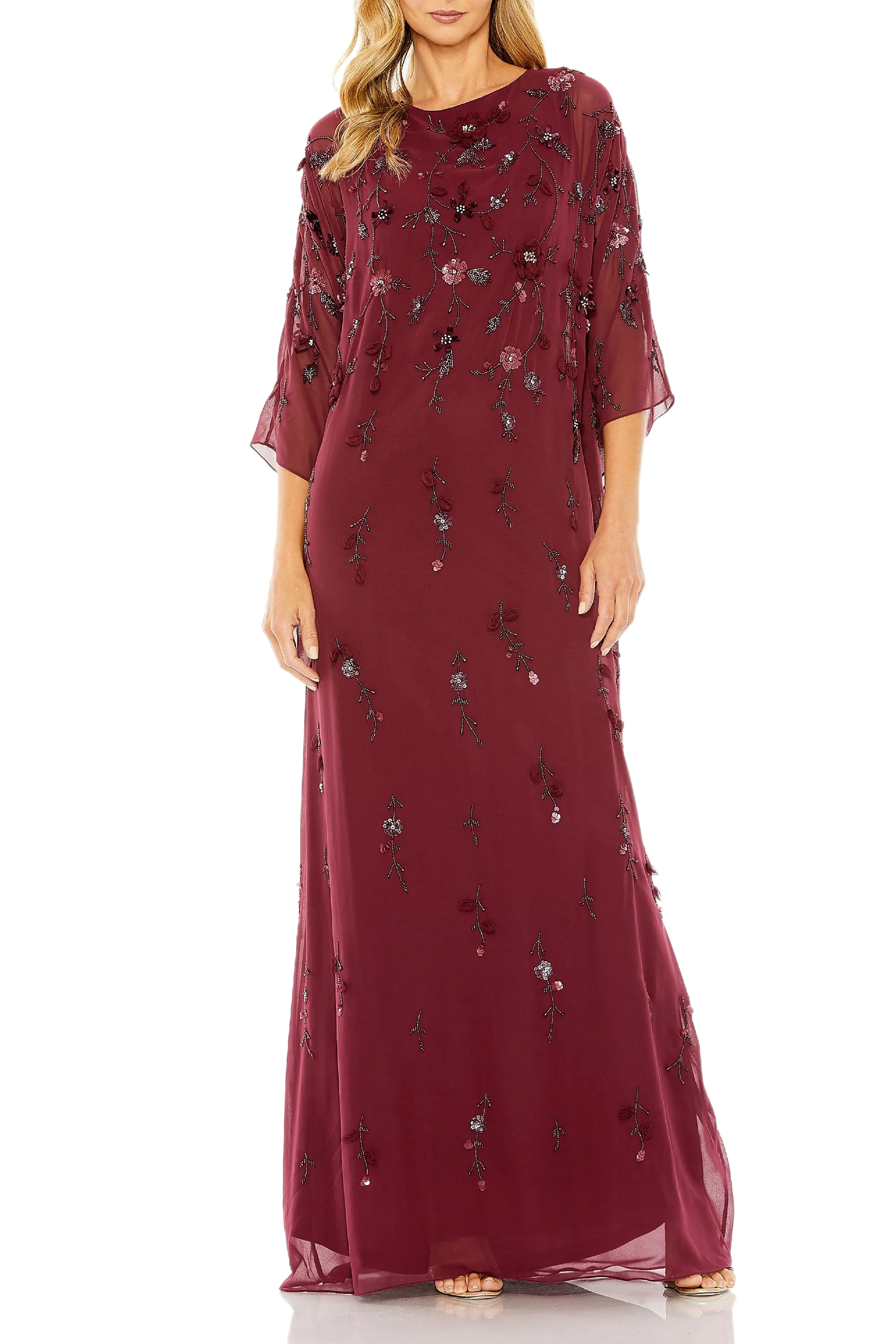 Floral Beadwork Caftan Dress