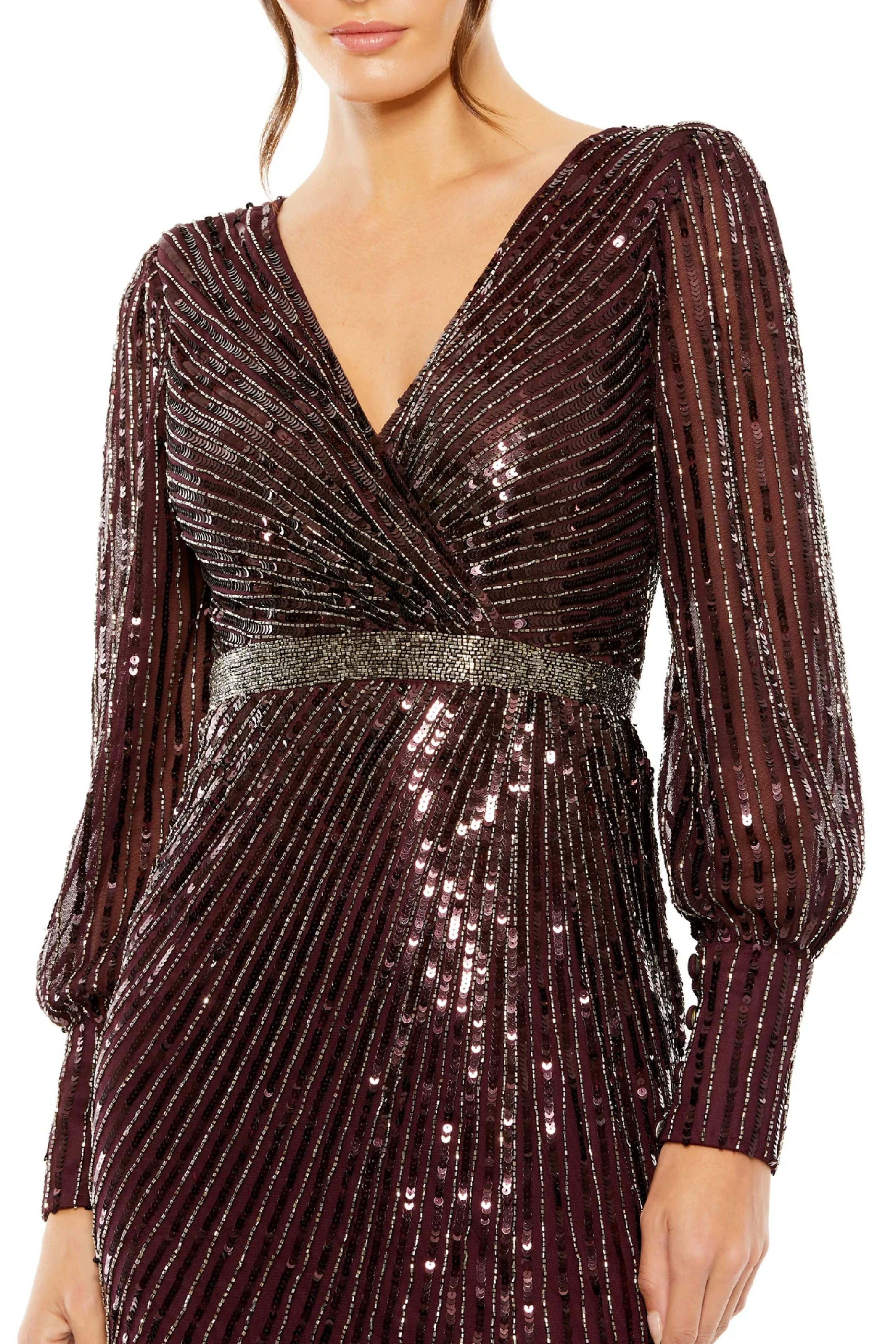Sequin Wrap Over Gown