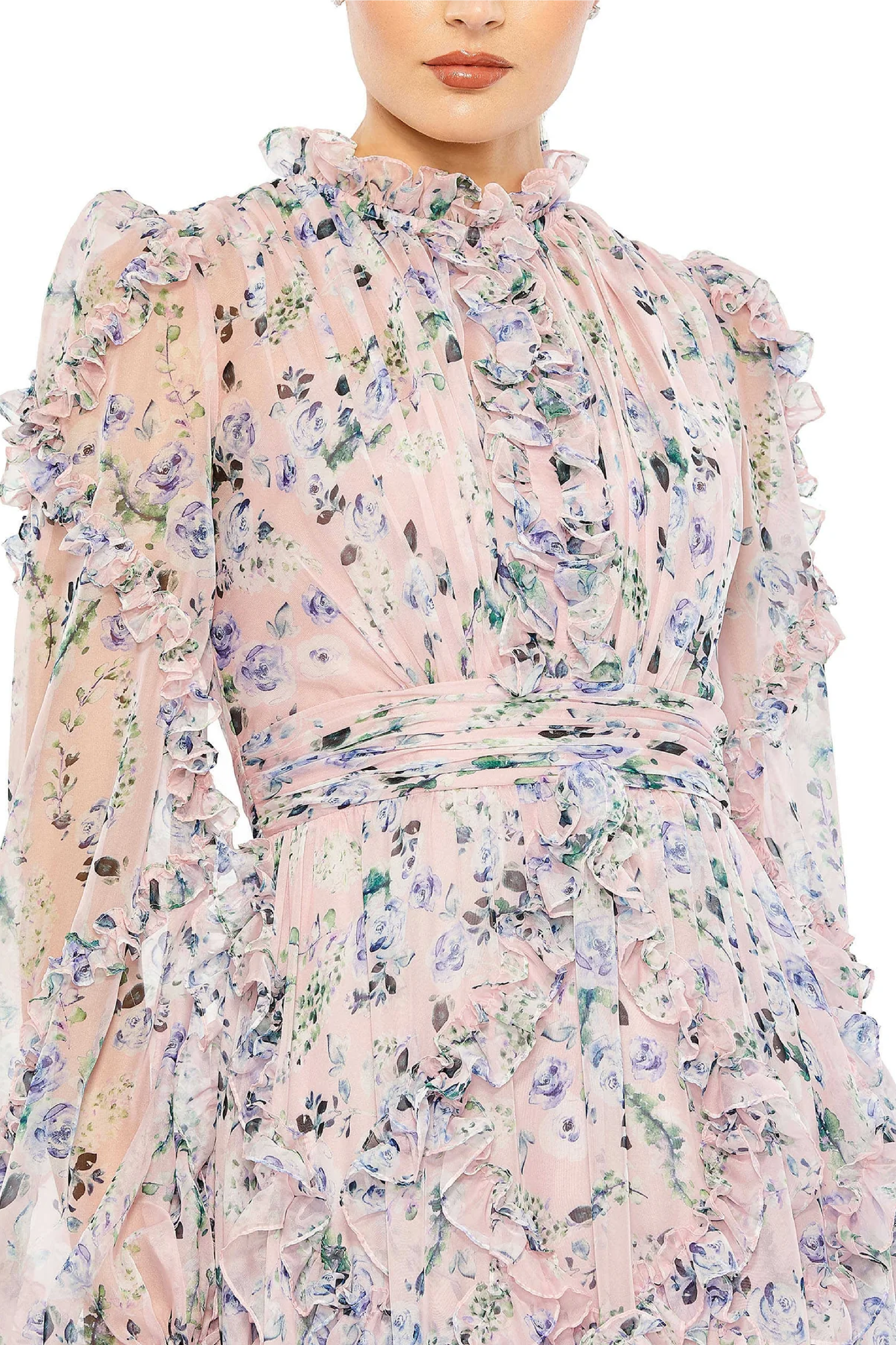 Ruffle Tiered Puff Sleeve Dress