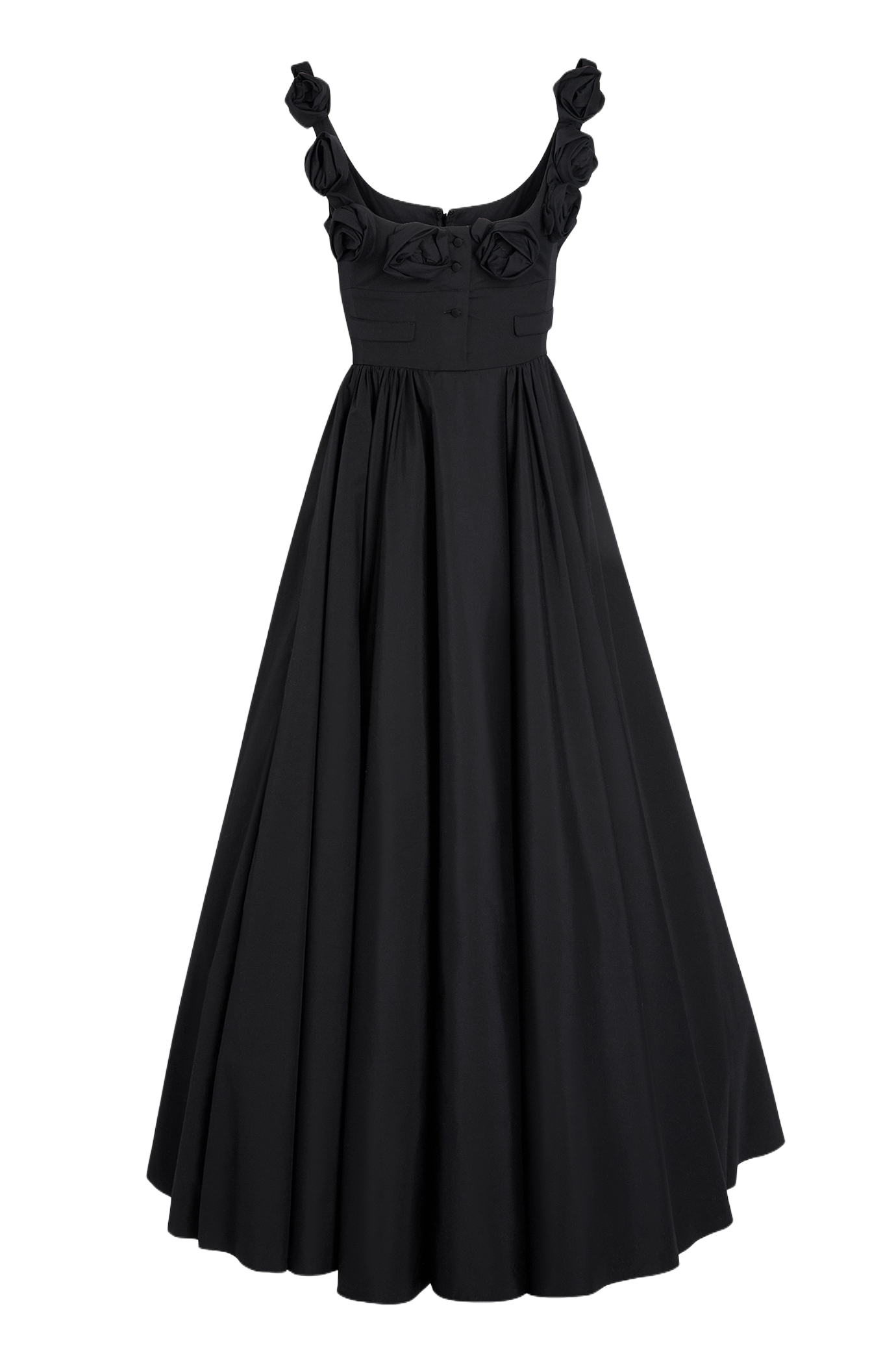 Maxi Popeline Dress with Roses