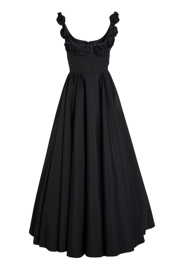 Maxi Popeline Dress with Roses