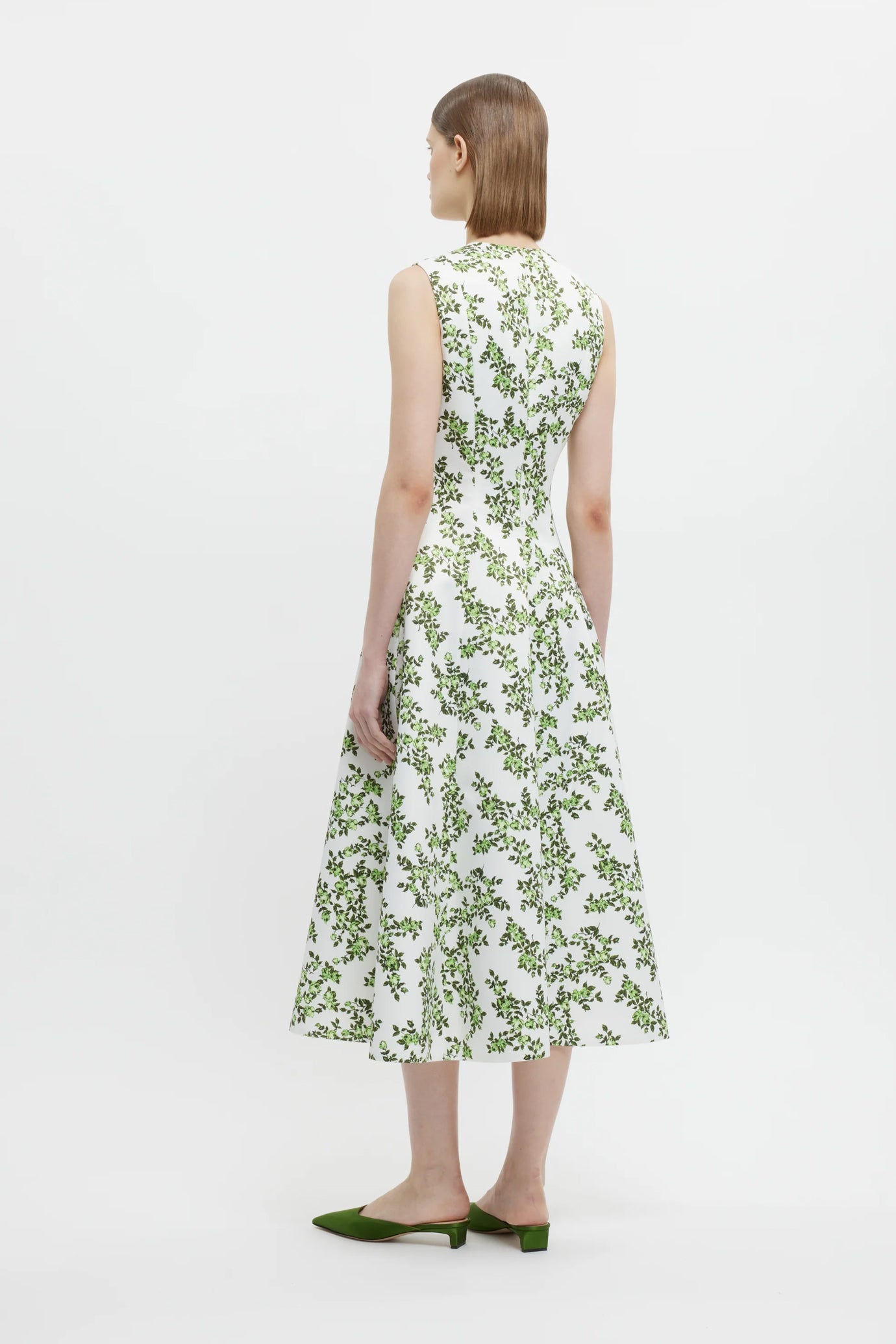Mara Dress Blue Rose on White Taffeta Faille