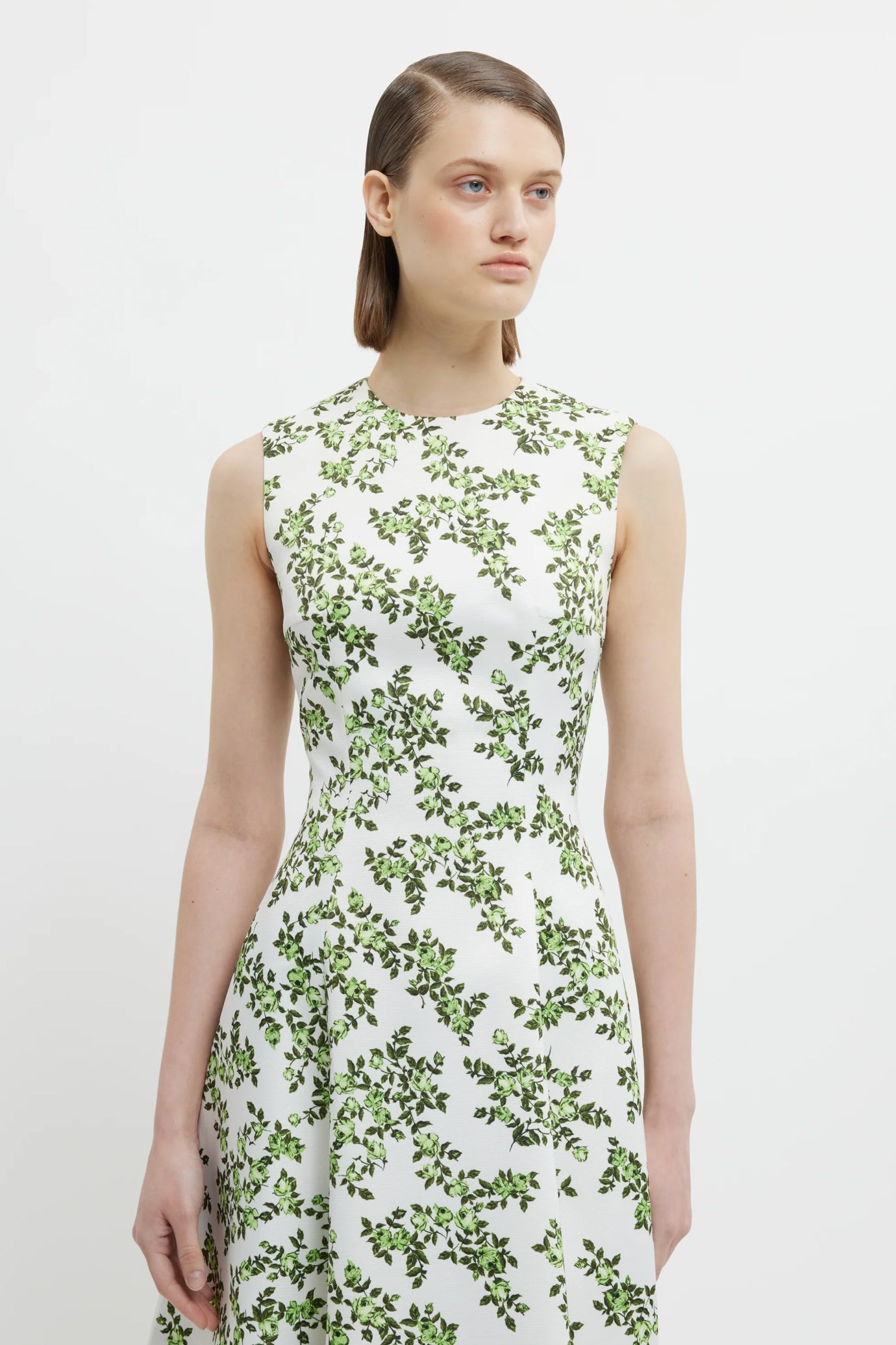 Mara Dress Blue Rose on White Taffeta Faille