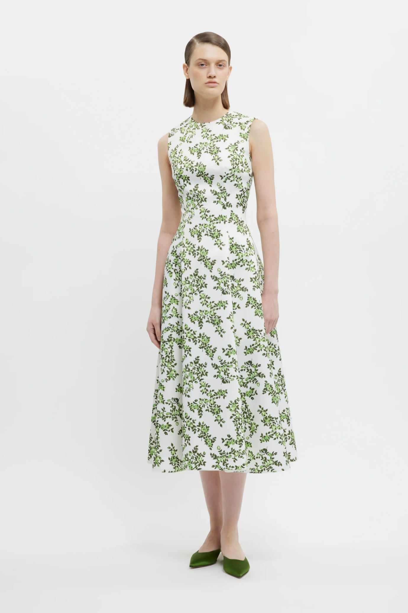 Mara Dress Blue Rose on White Taffeta Faille