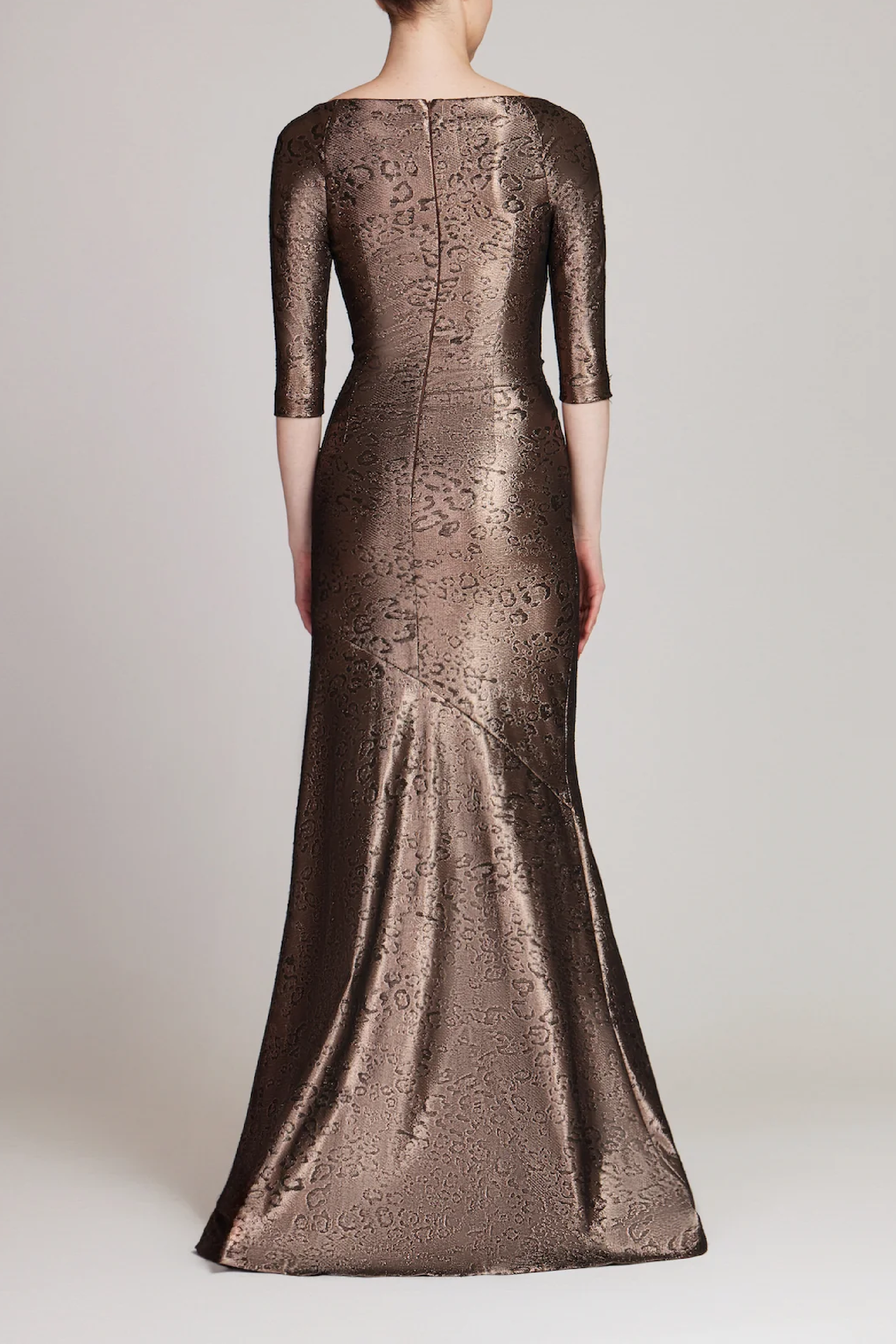 Metallic Animal Pattern Side Drape Gown