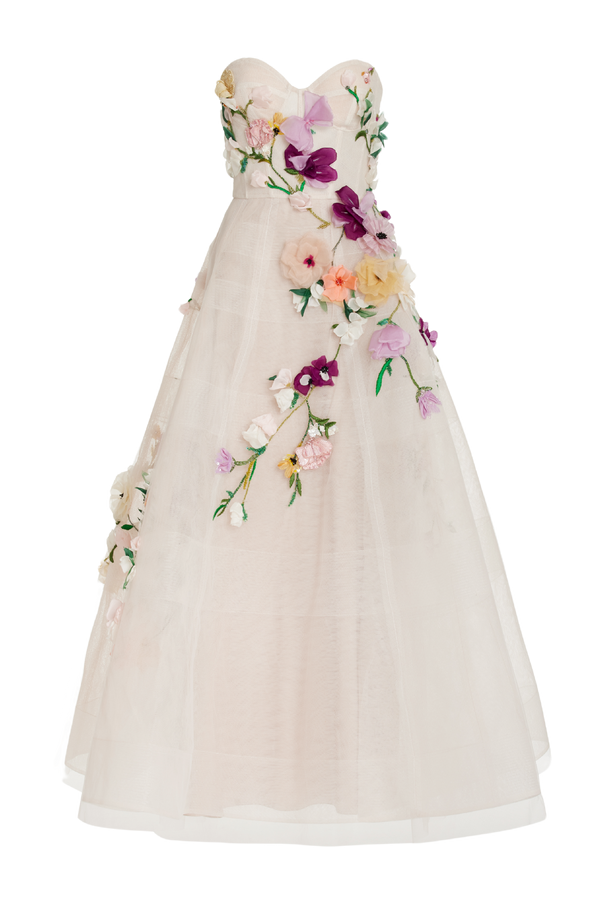 Strapless Embroidered Corset Dress