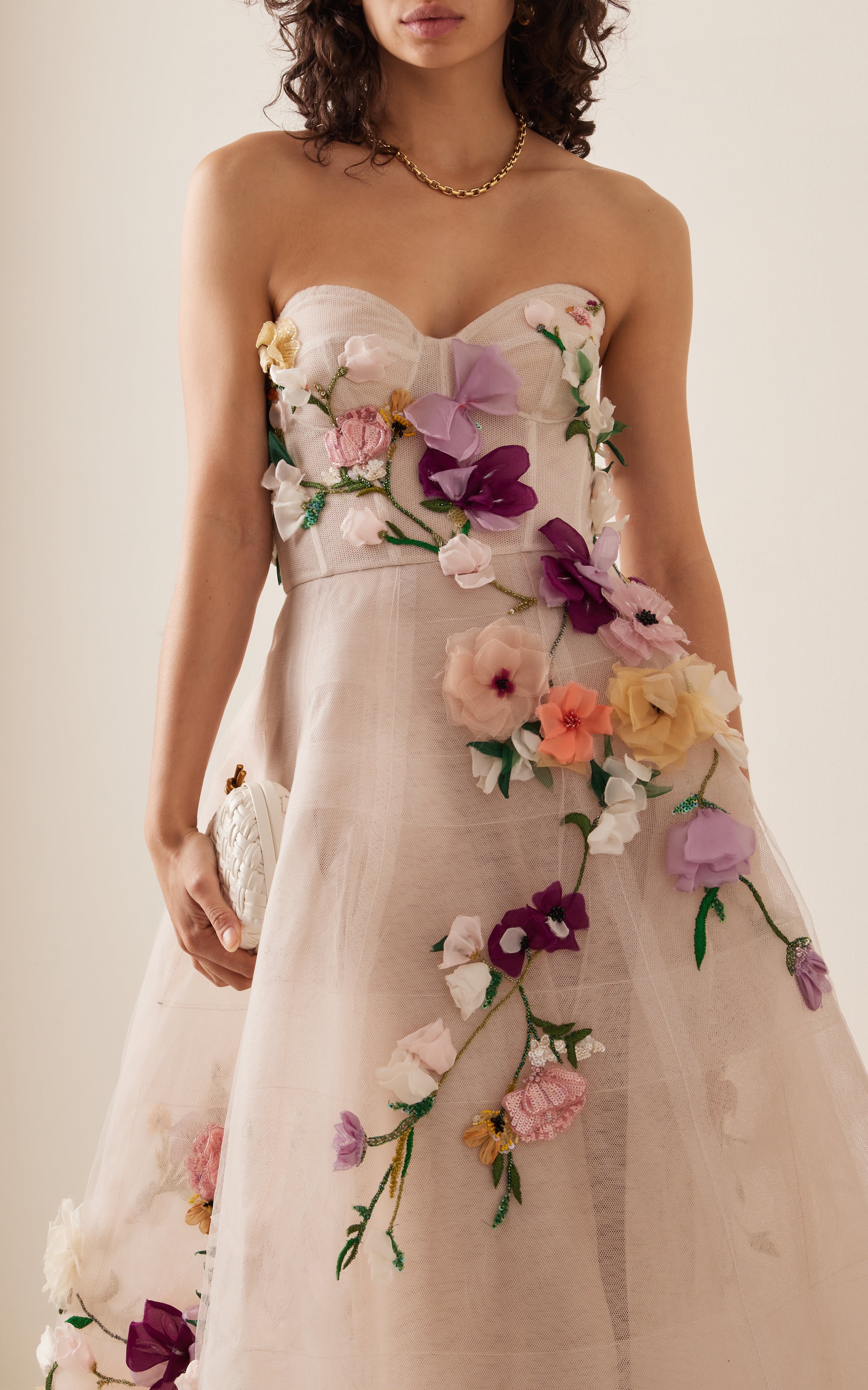 Strapless Embroidered Corset Dress