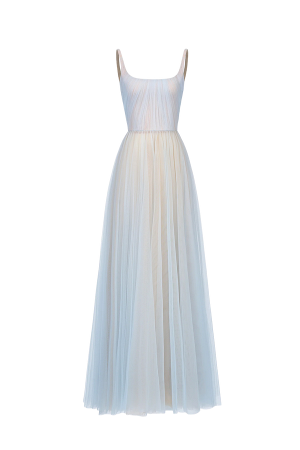 Draped Tulle Maxi Dress