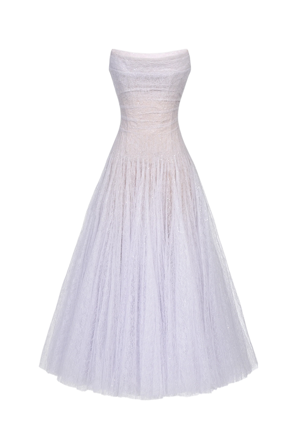 Draped Lace Midi Dress