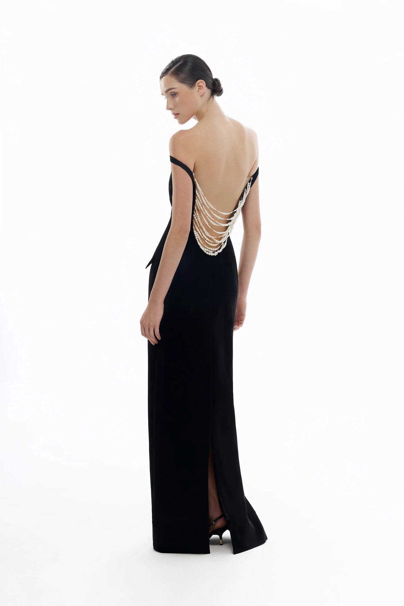 Black Pearl Beaded Maxi Dress