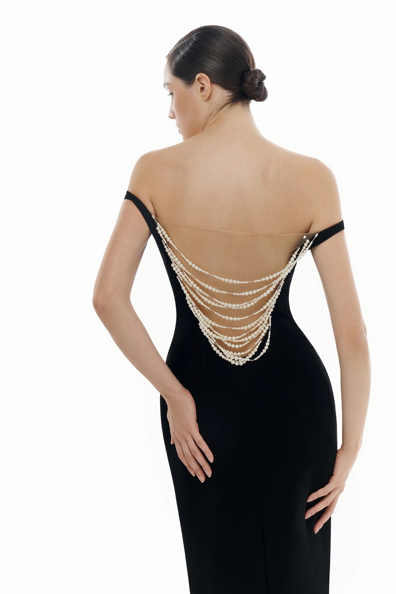 Black Pearl Beaded Maxi Dress