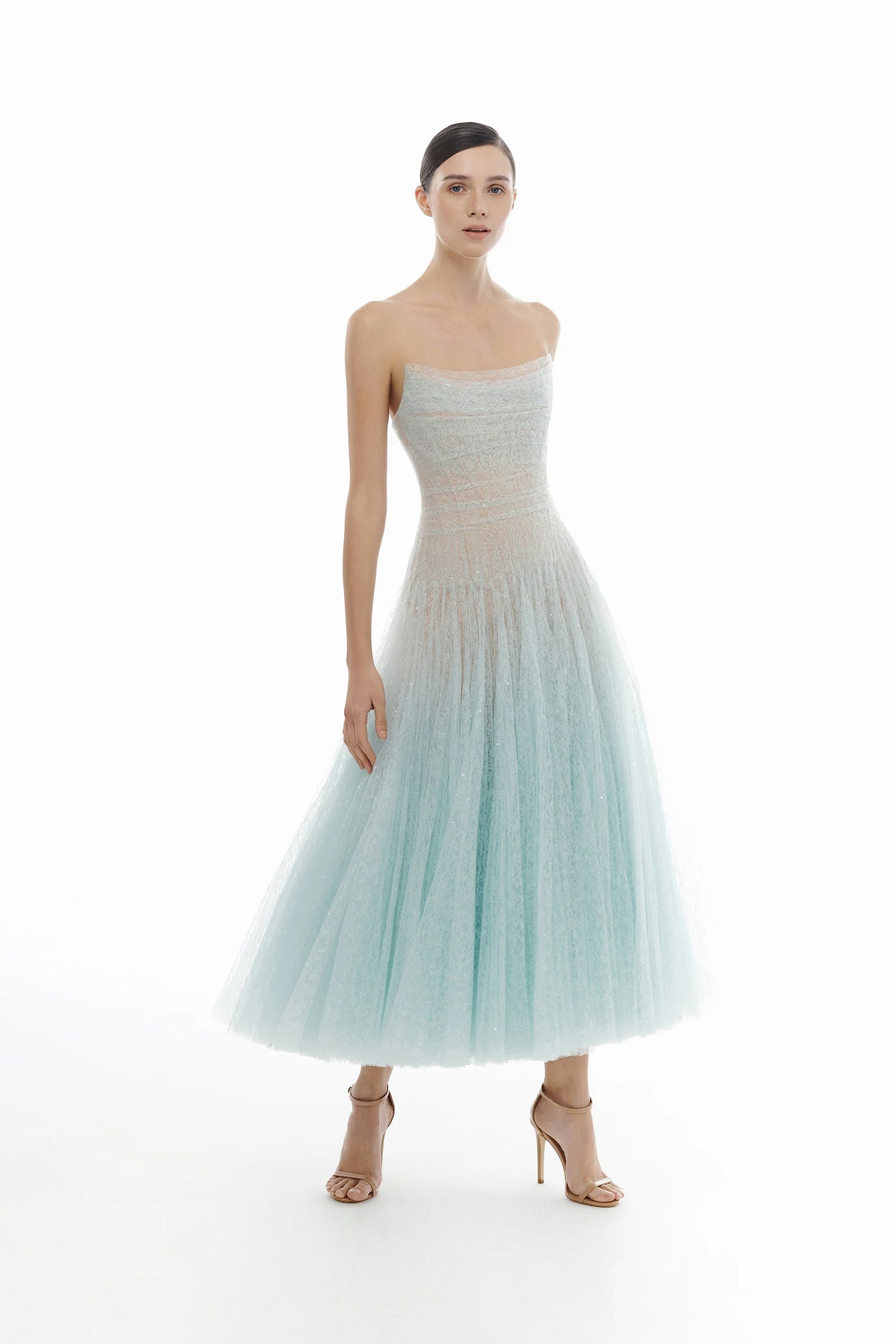 Draped Lace Midi Dress