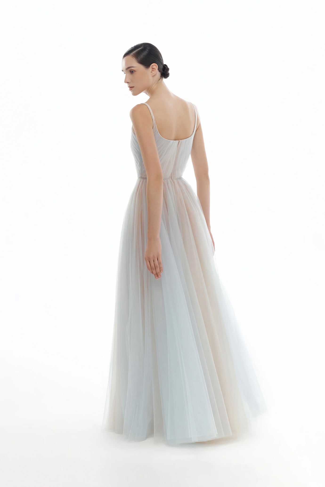 Draped Tulle Maxi Dress