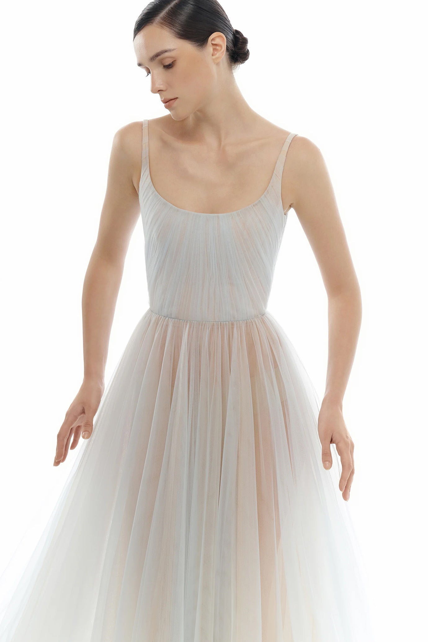 Draped Tulle Maxi Dress