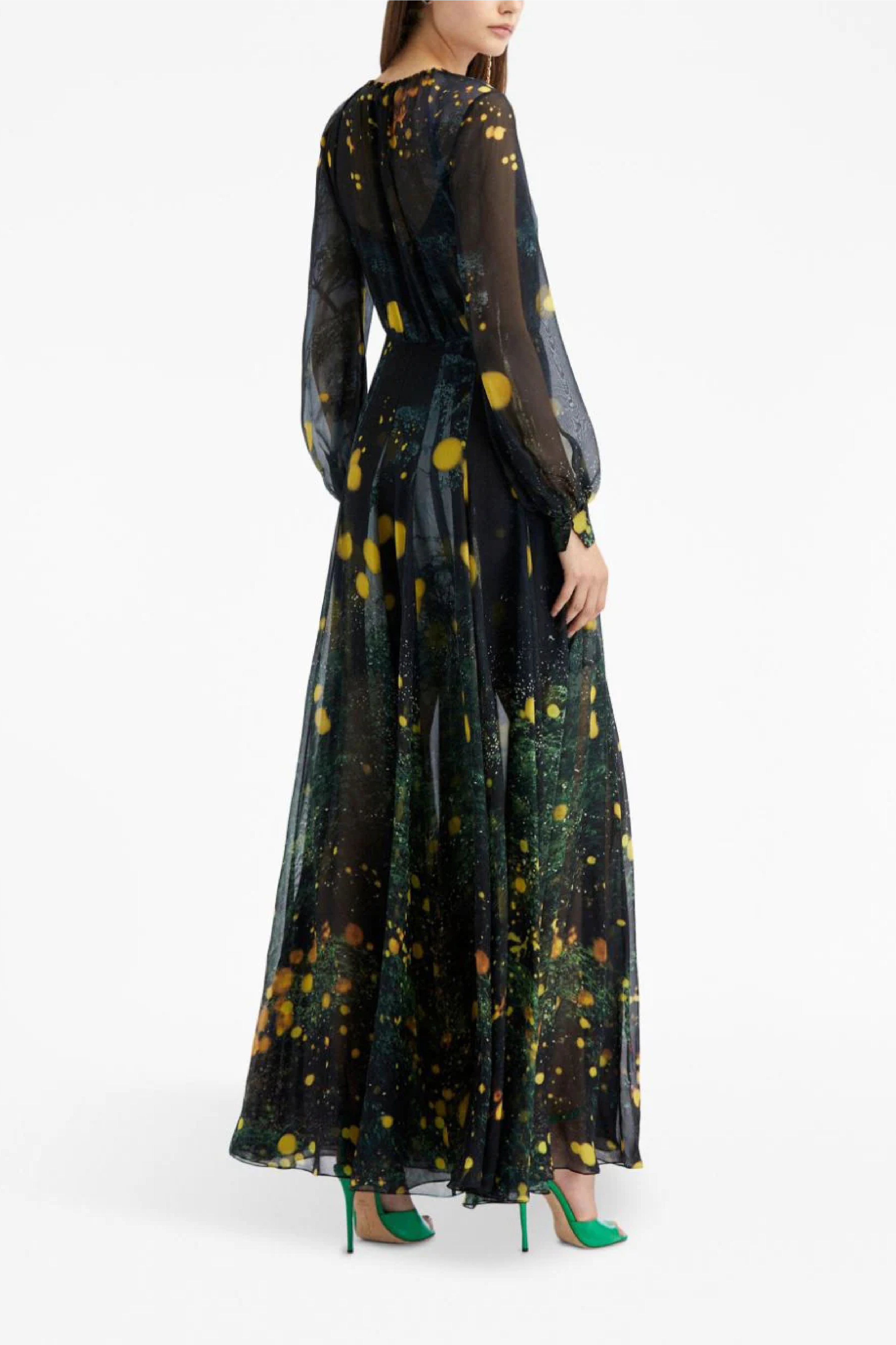 Firefly Satin Chiffon Maxi Dress