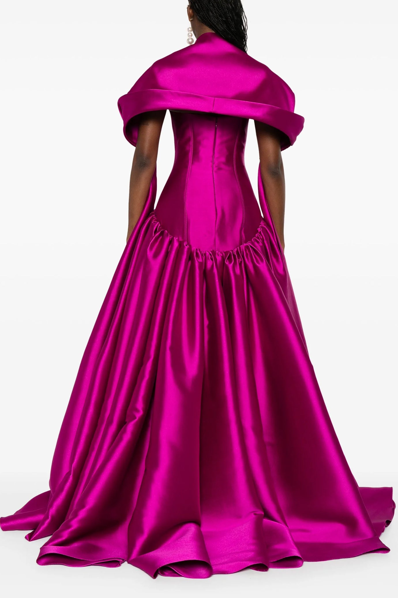 Cassia Strapless Pleated Satin-Twill Gown