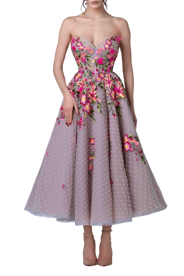 Tea Length Floral Dress