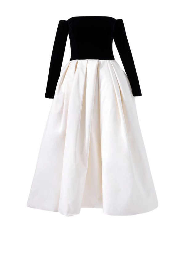 Off-The-Shoulder Combo Midi Dress ‌