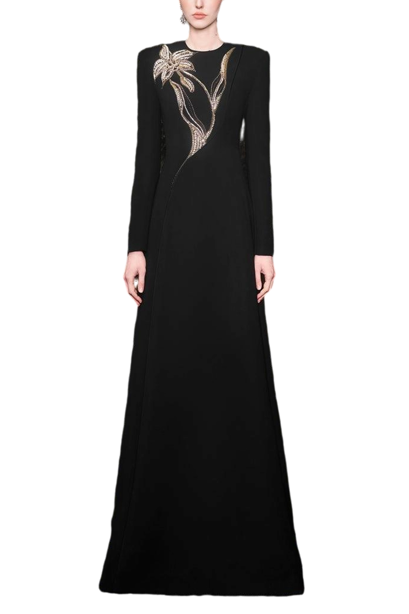 Orchid Crystal-Embellished Floor Length Dress