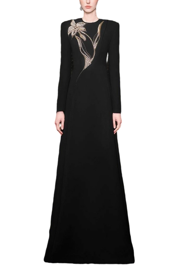 Orchid Crystal-Embellished Floor Length Dress