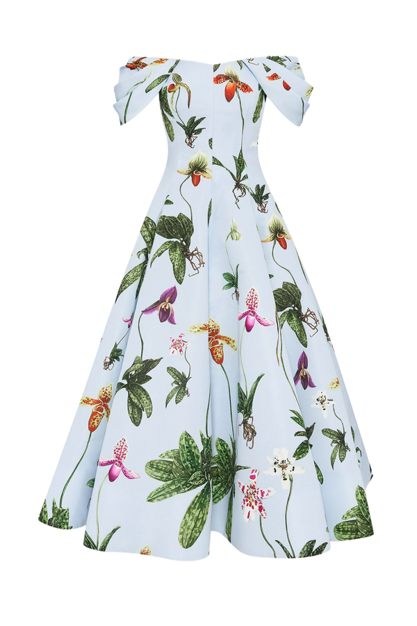 Orchid Off Shoulder Faille Gown
