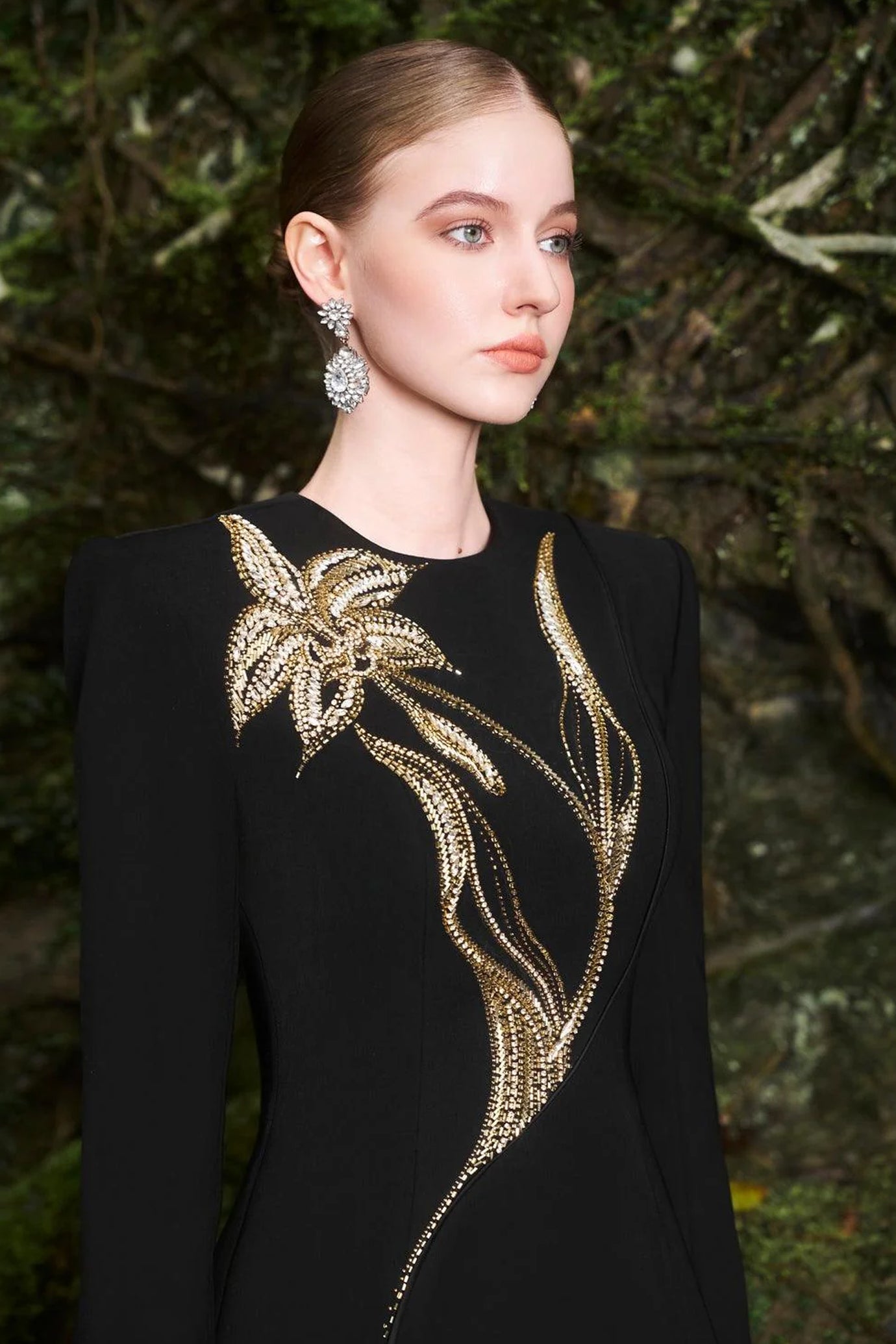 Orchid Crystal-Embellished Floor Length Dress