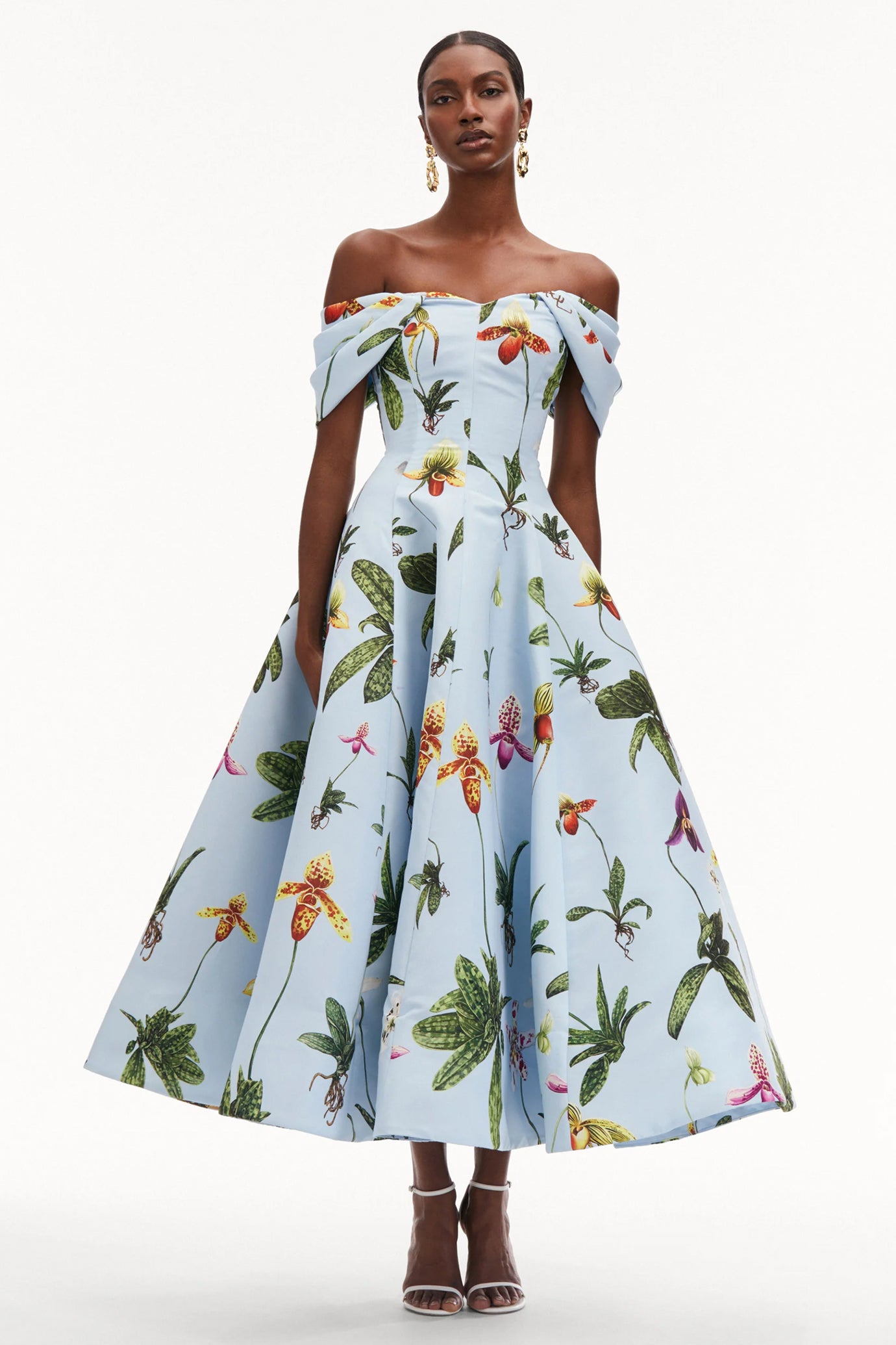 Orchid Off Shoulder Faille Gown