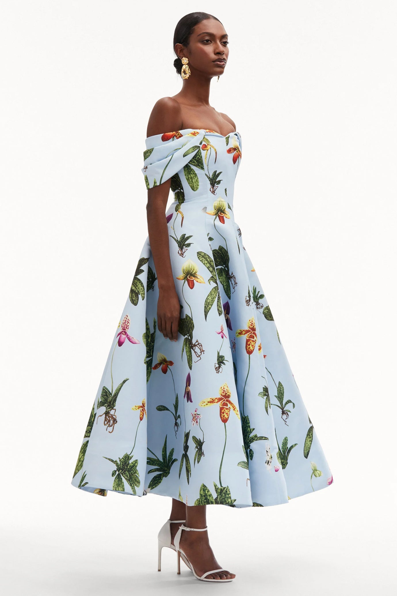 Orchid Off Shoulder Faille Gown