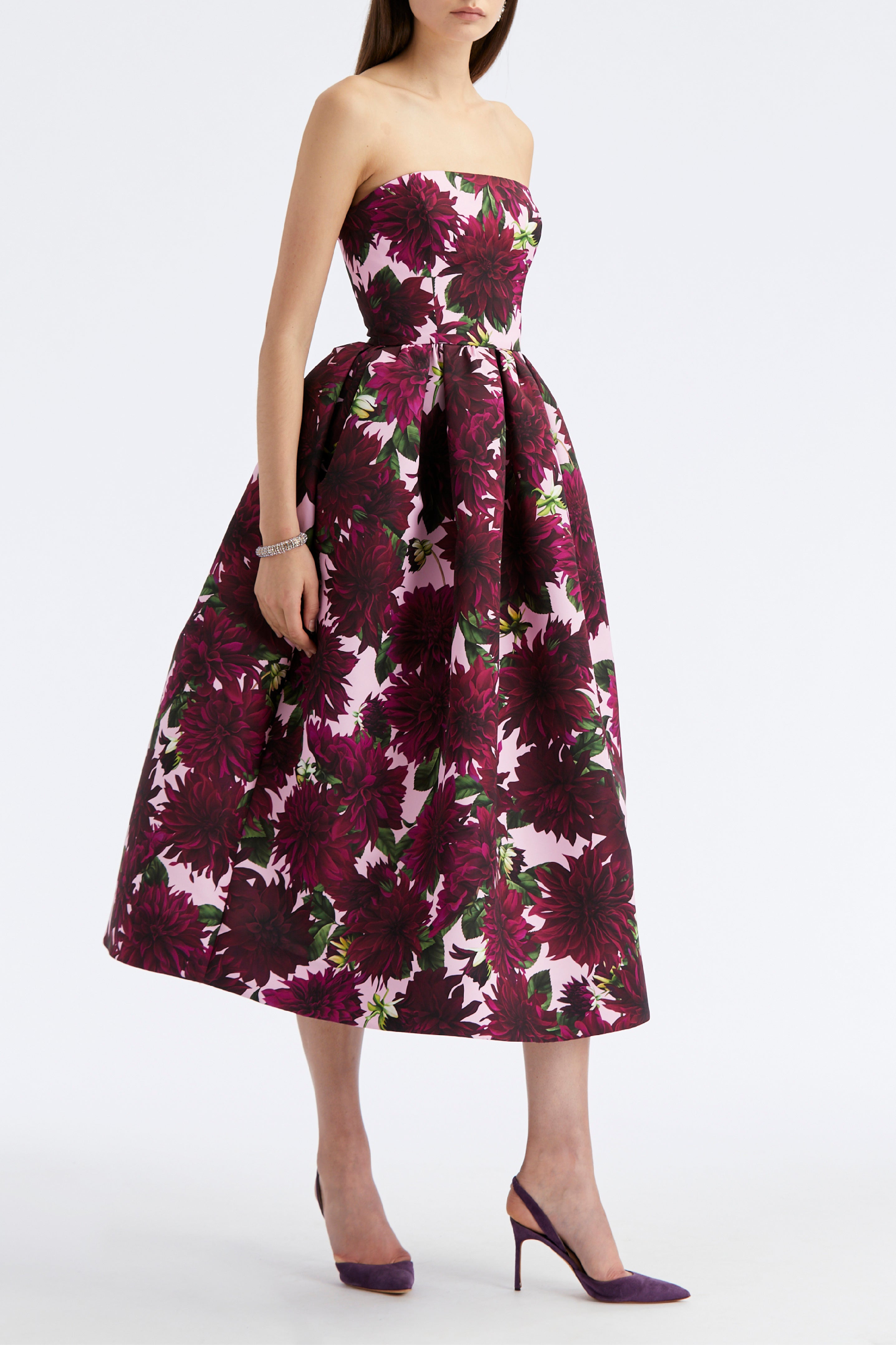 Strapless Dahlia Faille Cocktail Dress