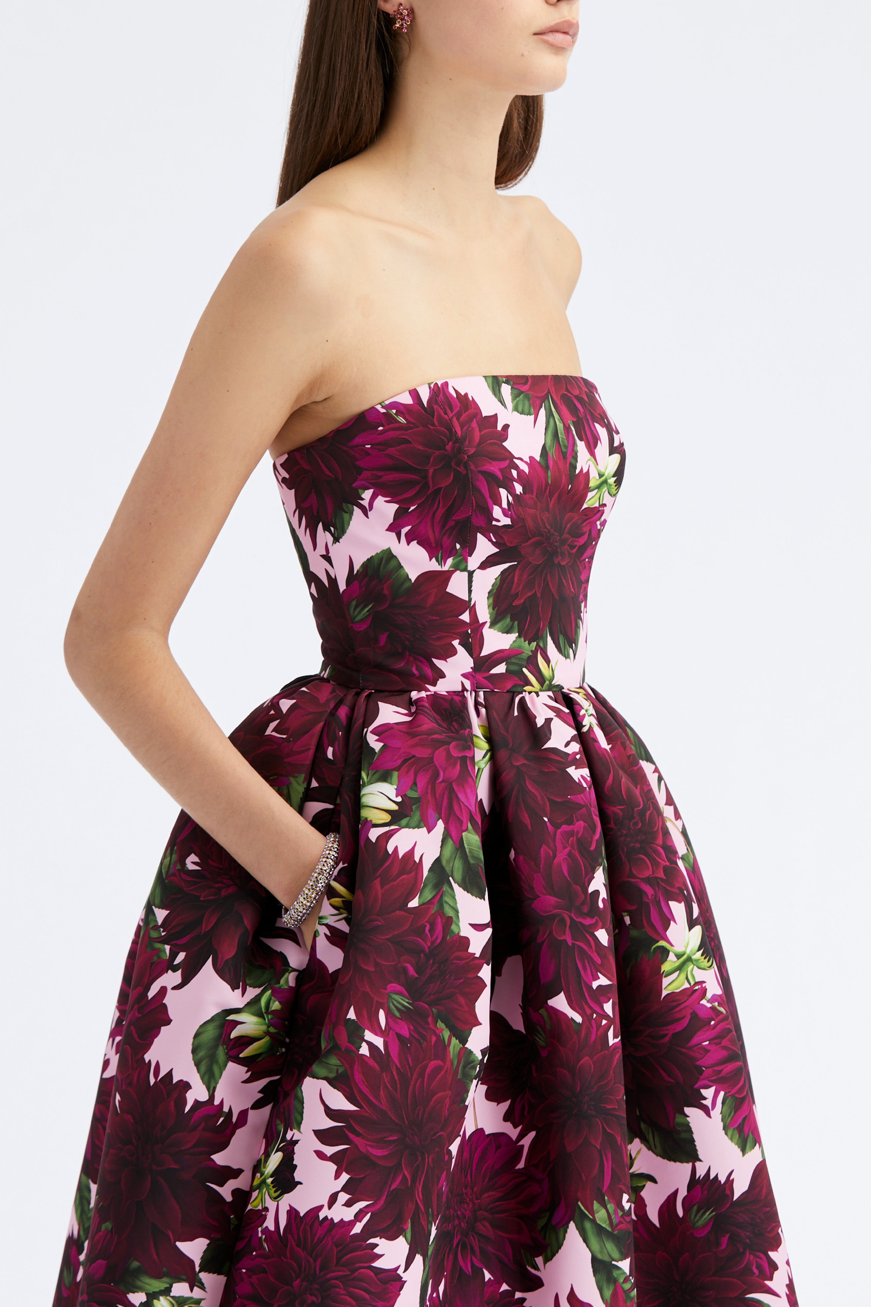 Strapless Dahlia Faille Cocktail Dress