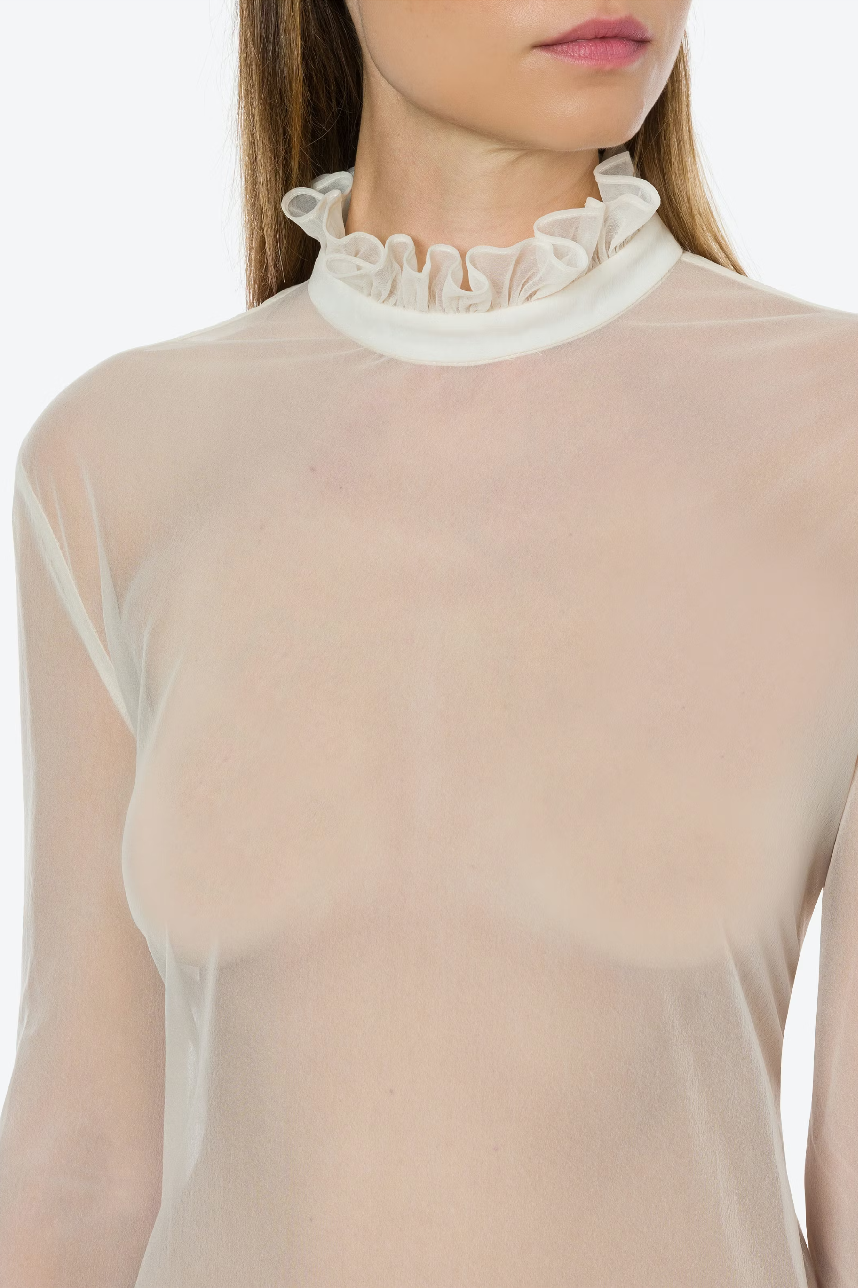 Ivory Techno Chiffon Blouse