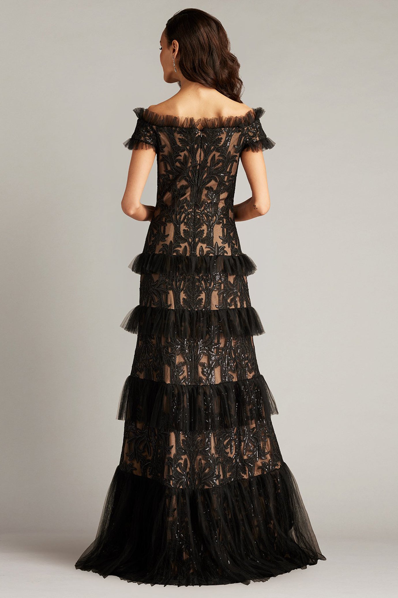Pemma Sequin Embroidered Tiered Gown