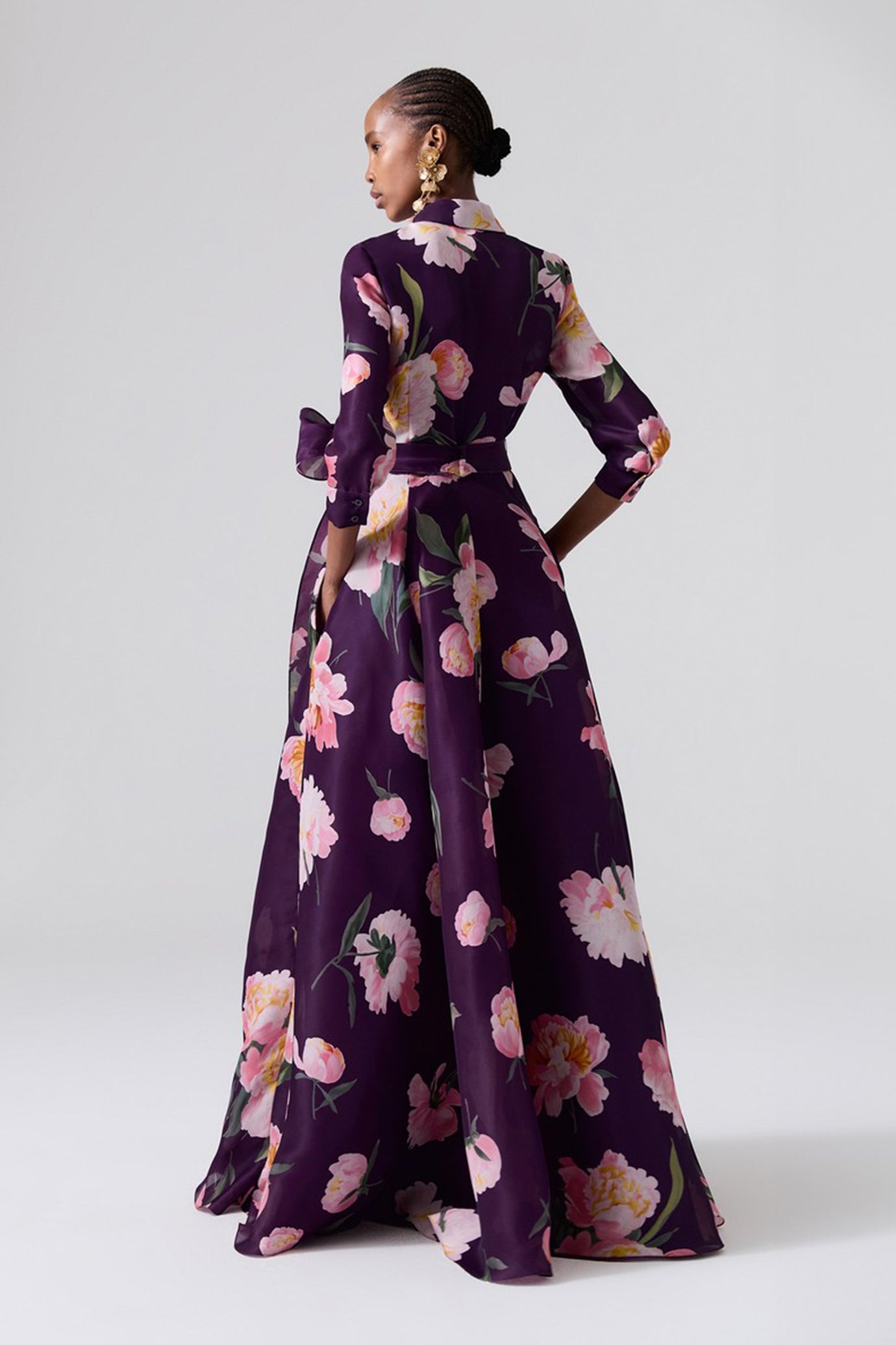 Peony-Print Trench Gown ‌