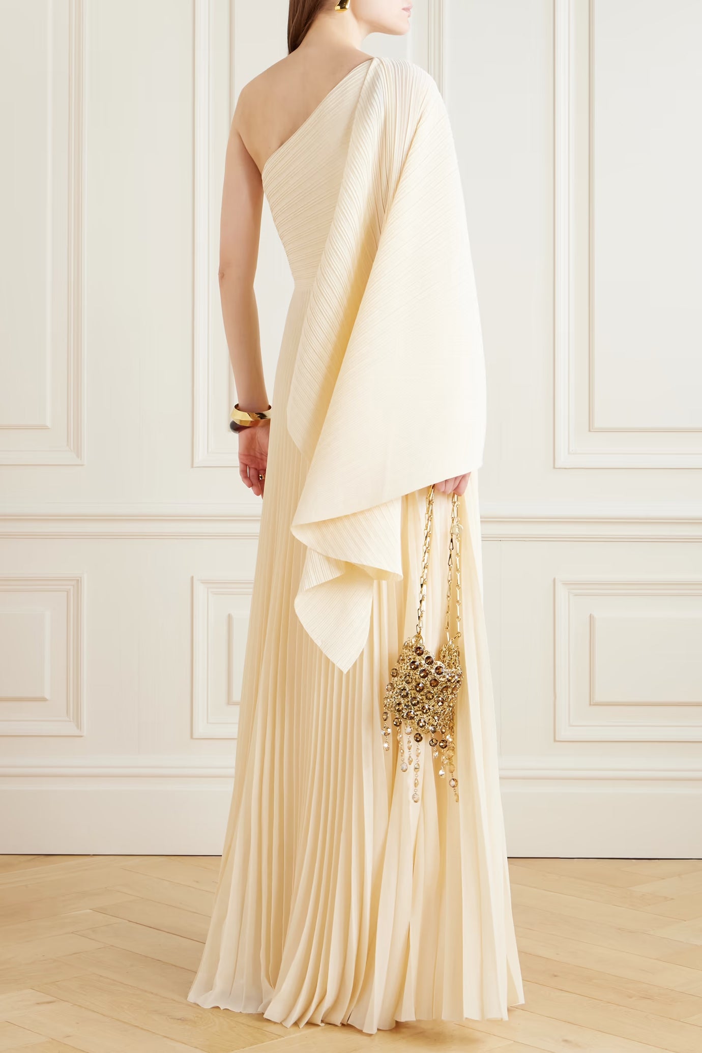 Maci One Shoulder Pleated Chiffon Gown
