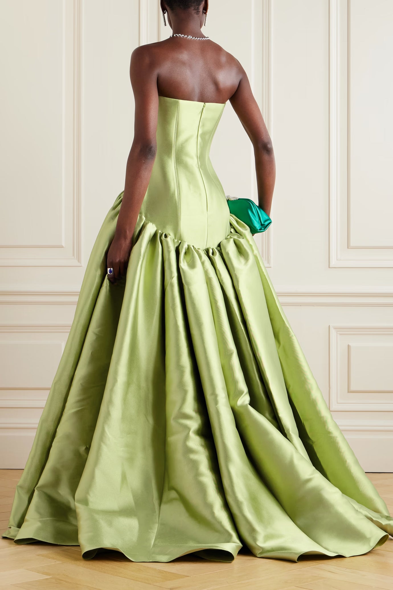 Cassia Strapless Pleated Satin-Twill Gown